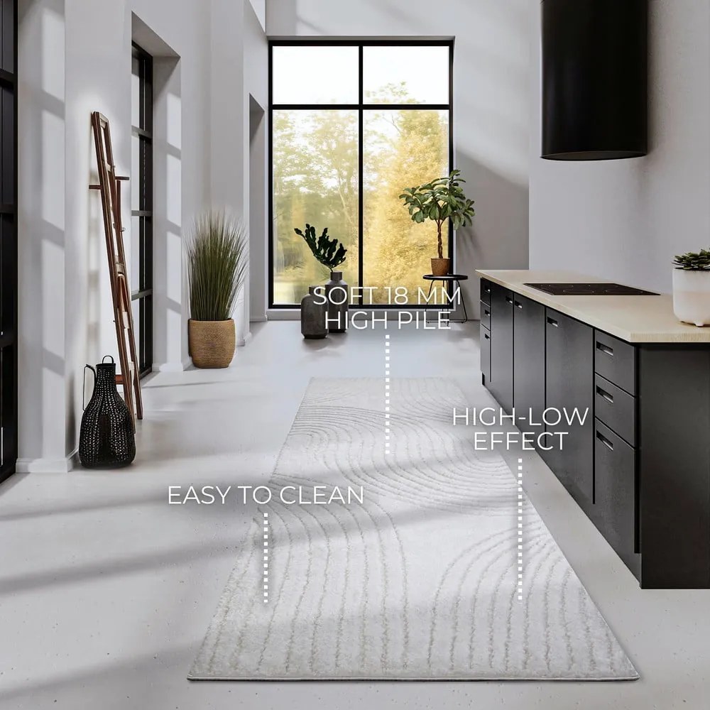 Krémszínű futószőnyeg 80x240 cm Pigment Cream White – Elle Decoration