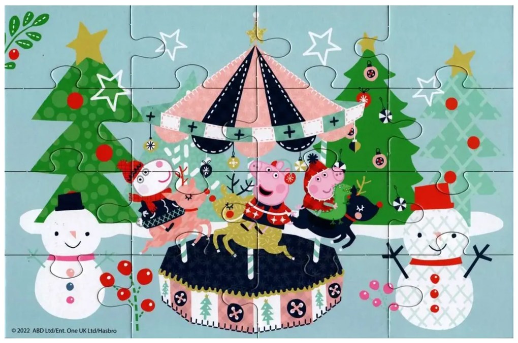 PEPPA MALAC hóemberrel gyermek puzzle 4 az 1-ben, 19x29 cm