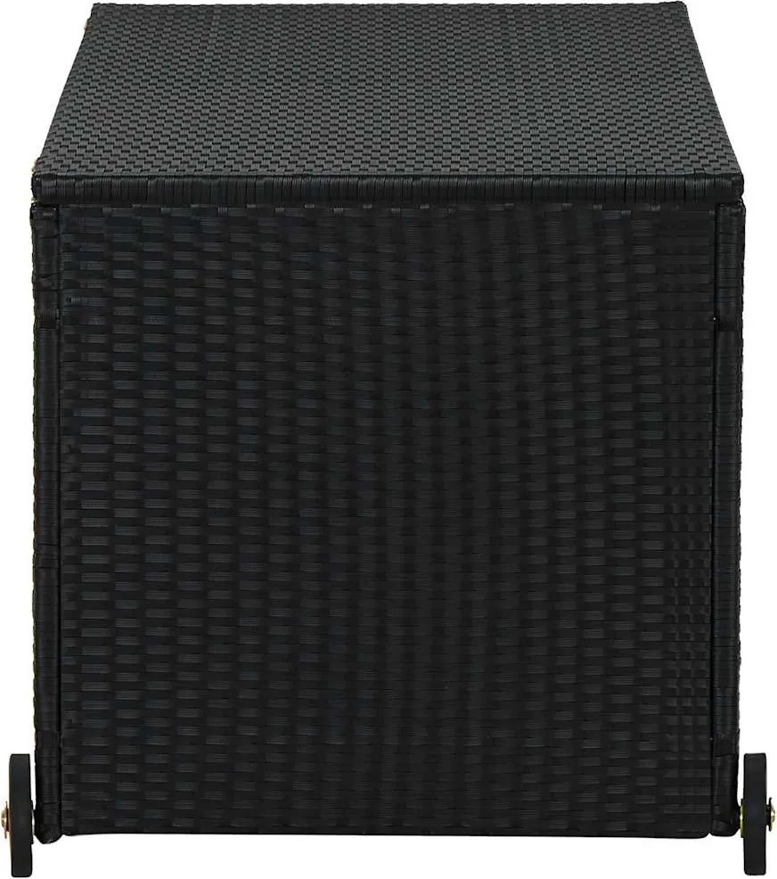 Fekete Polyrattan Kerti Tárolóláda 120 X 65 X 61 Cm