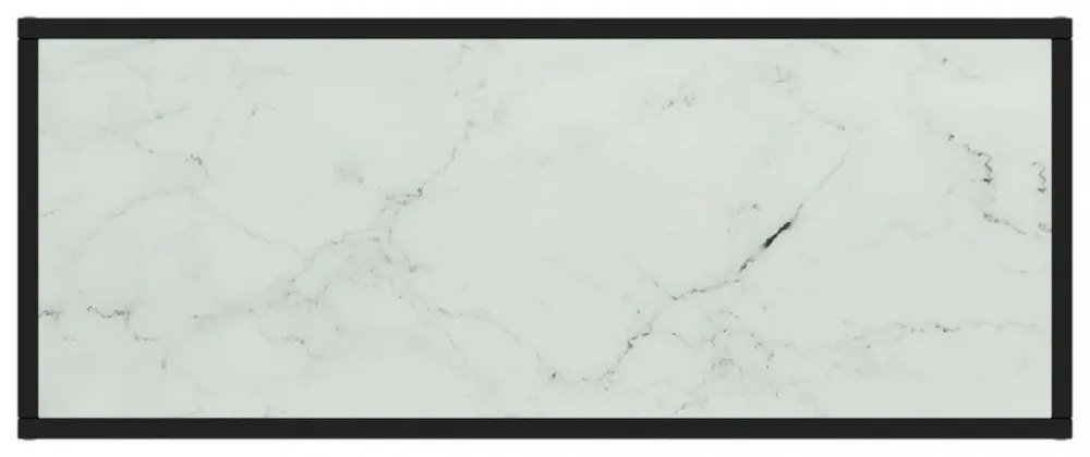 fekete TV-szekrény fehér márvány mintás üveggel 100x40x40 cm