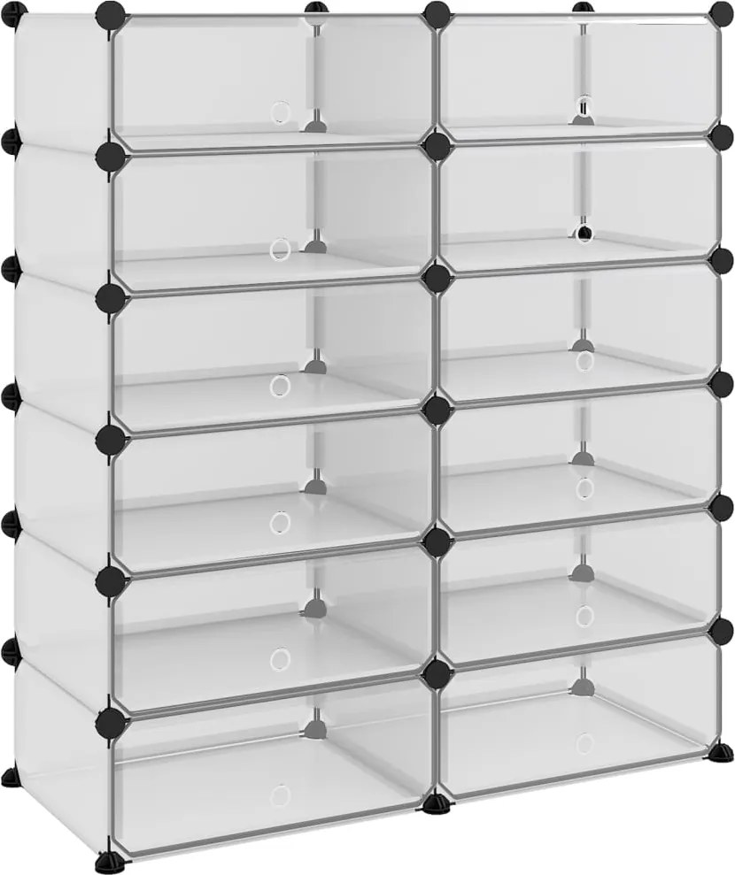 vidaXL átlátszó polipropilén cipőtartó 94,5x36,5x106 cm