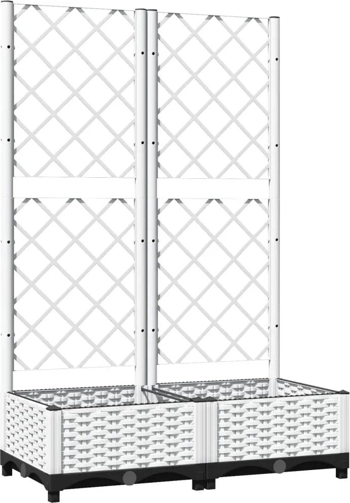 vidaXL fehér polipropilén rácsos kerti ültetőláda 80 x 40 x 121,5 cm