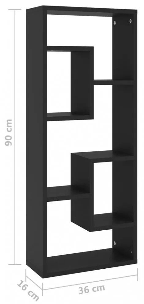fekete szerelt fa fali polc 36 x 16 x 90 cm