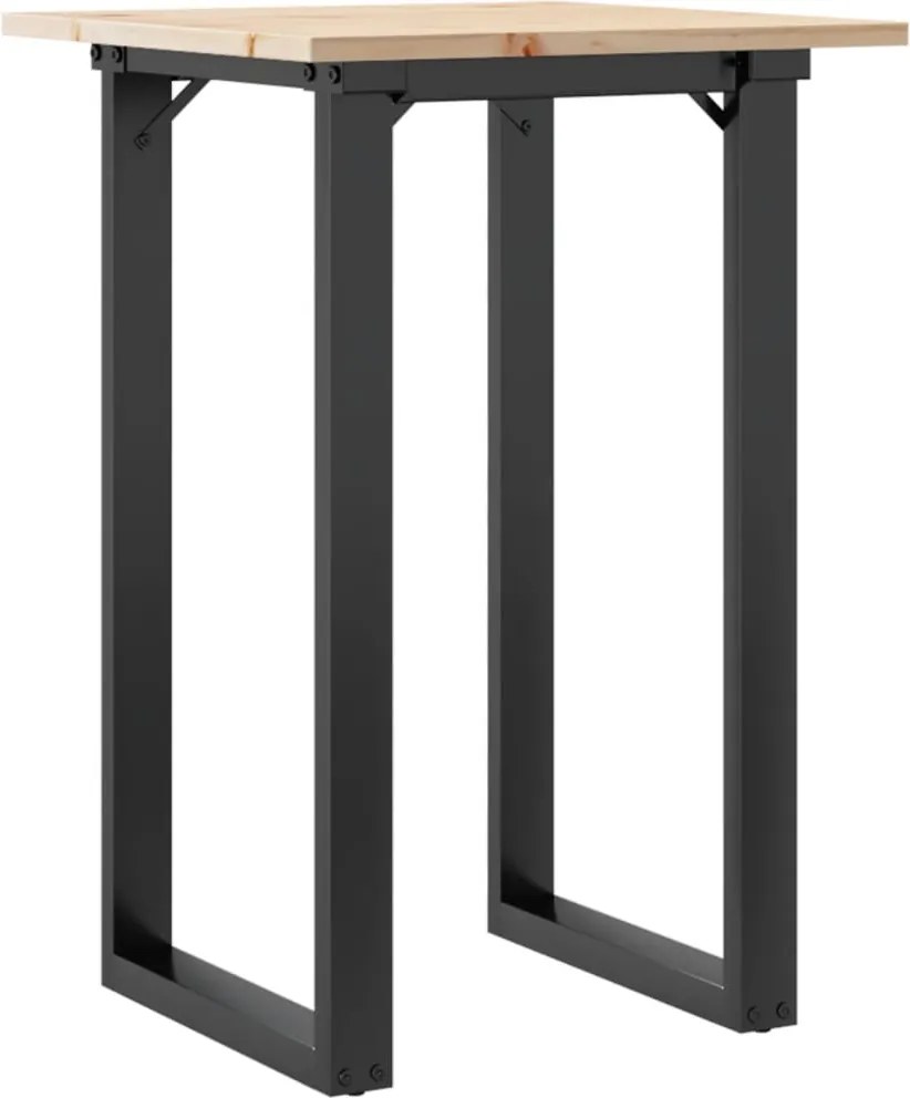 vidaXL tömör fenyőfa és acél étkezőasztal O-vázzal 50x50x75 cm