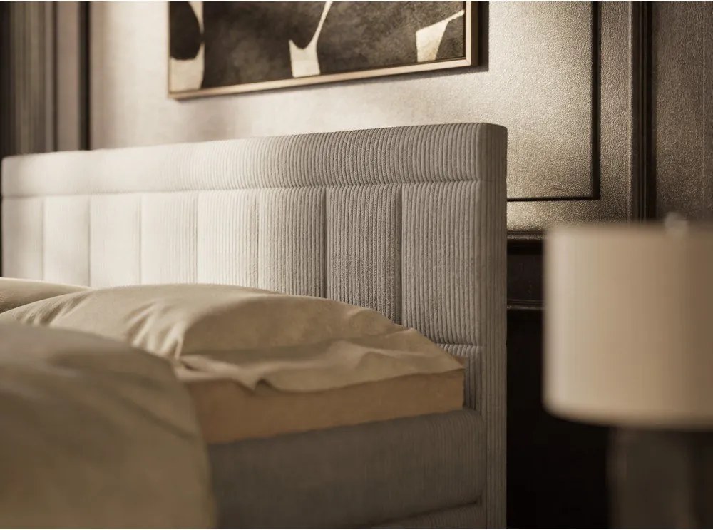 Szürke ágyneműtartós boxspring ágy 200x200 cm Caya – Maison de Rêve