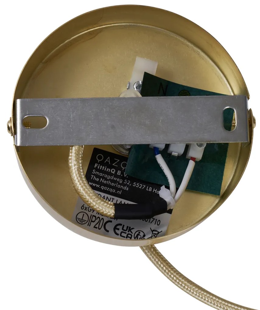 Hotel Chic függőlámpa arany színben, opálfehér üveggel, 6-os - Monaco