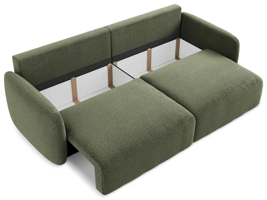 Zöld kinyitható-tárolóhelyes kanapé 238 cm Kalena – Makamii