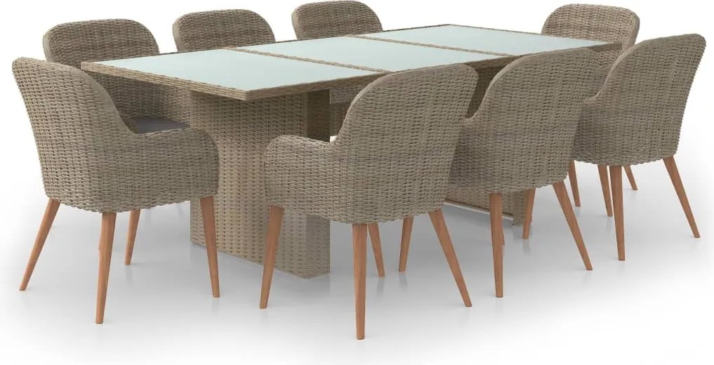 vidaXL 9 részes barna kültéri polyrattan étkezőgarnitúra