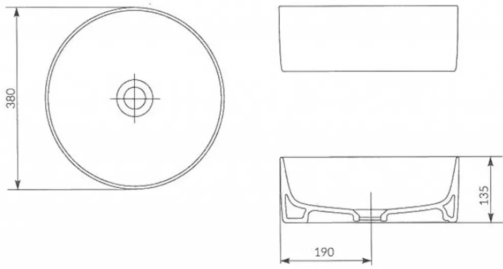 Cersanit Crea asztali mosdó 38 cm, fehér, K114-020