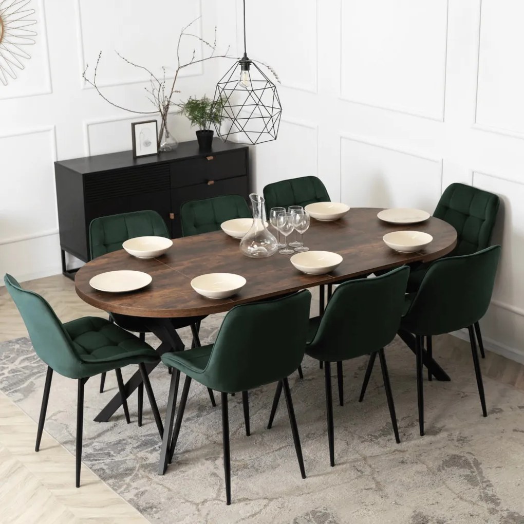 Bővíthető Étkezőasztal Rusztikus Tölgy/Fekete Színben. LUGO 90-190 cm