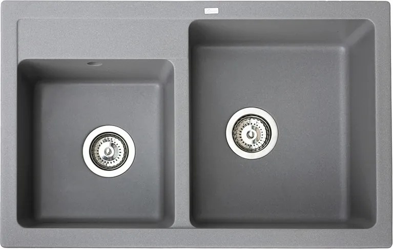 Quadro Plus 2D Metalac 372989 Gránit Mosogatótálca - Extra mély, Kétmedencés, Grafit
