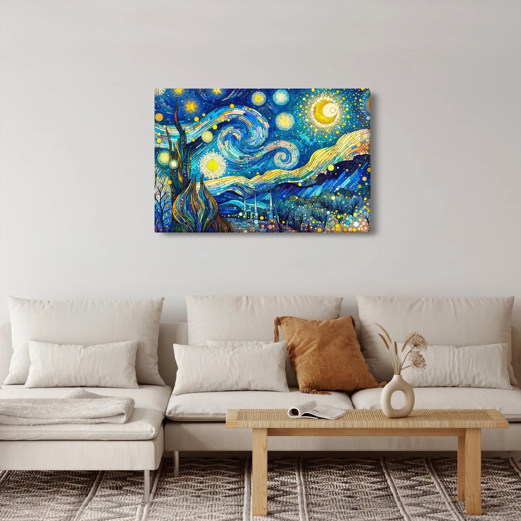 Kép – Csillagos éjszaka mozaikja (90x60 cm)