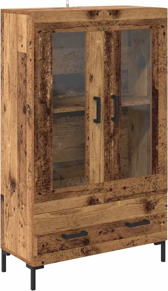 vidaXL Magasfiú fiókkal Öreg fa 69,5 x 31 x 115 cm Faanyag