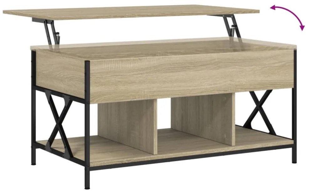 sonoma tölgy szerelt fa és fém dohányzóasztal 100 x 55 x 50 cm