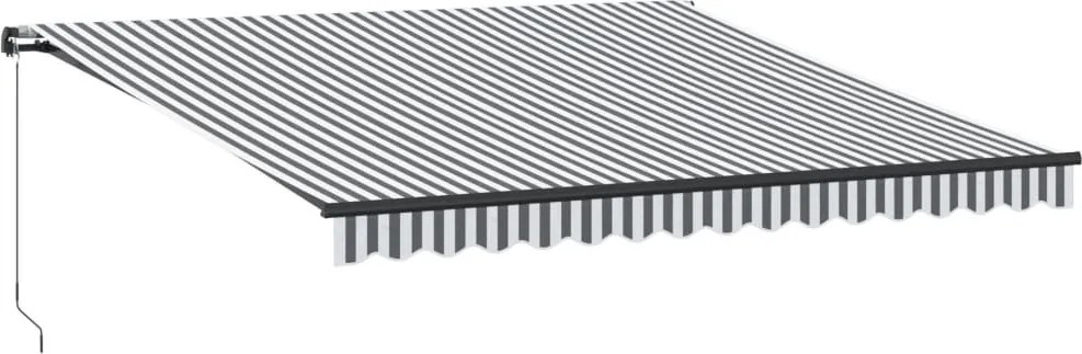 Antracitszürke és fehér kézzel kihúzható napellenző 400x350 cm
