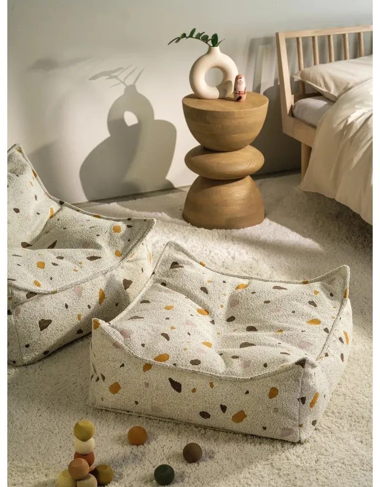 Fehér buklé-zsenília gyerek babzsákfotel Terrazzo Square – Wigiwama