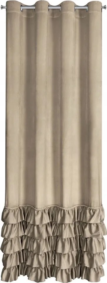 Függöny készre varrva Carli 140x250 bársony c.bézs fodros strasszok