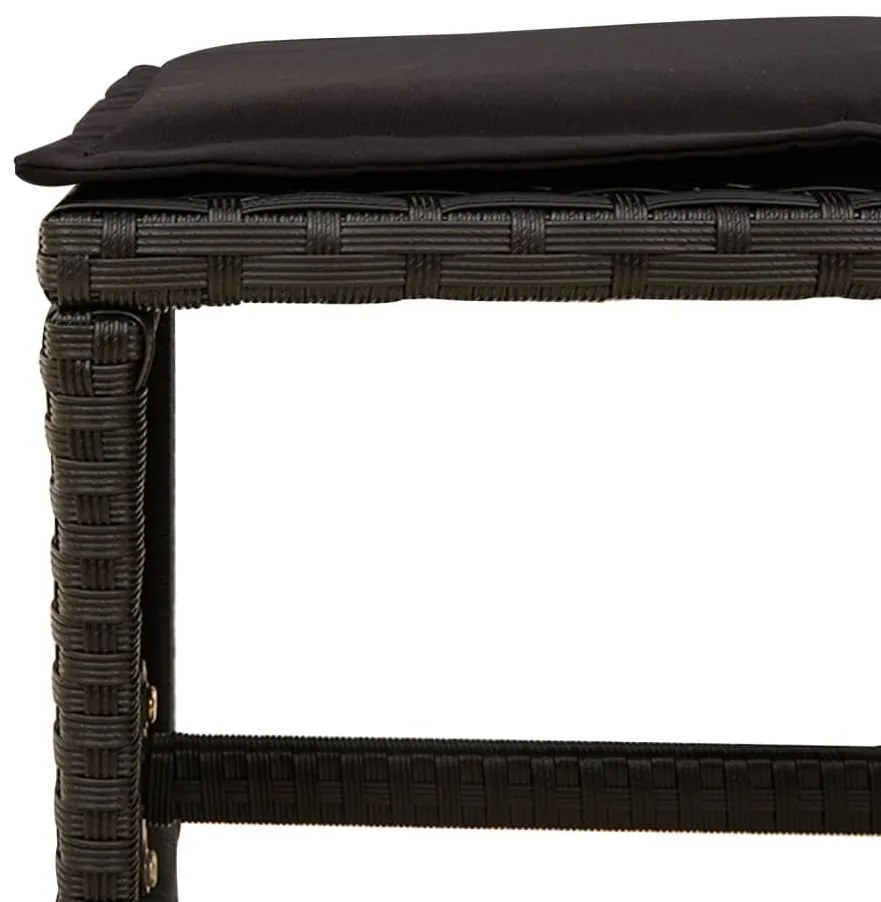 11 részes fekete polyrattan kerti étkezőgarnitúra párnákkal