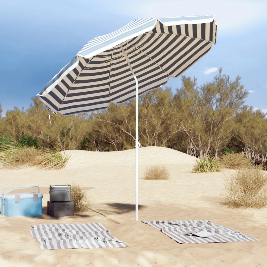 Strandernyő Aluminium Tartóval Kék és Fehér 300 cm