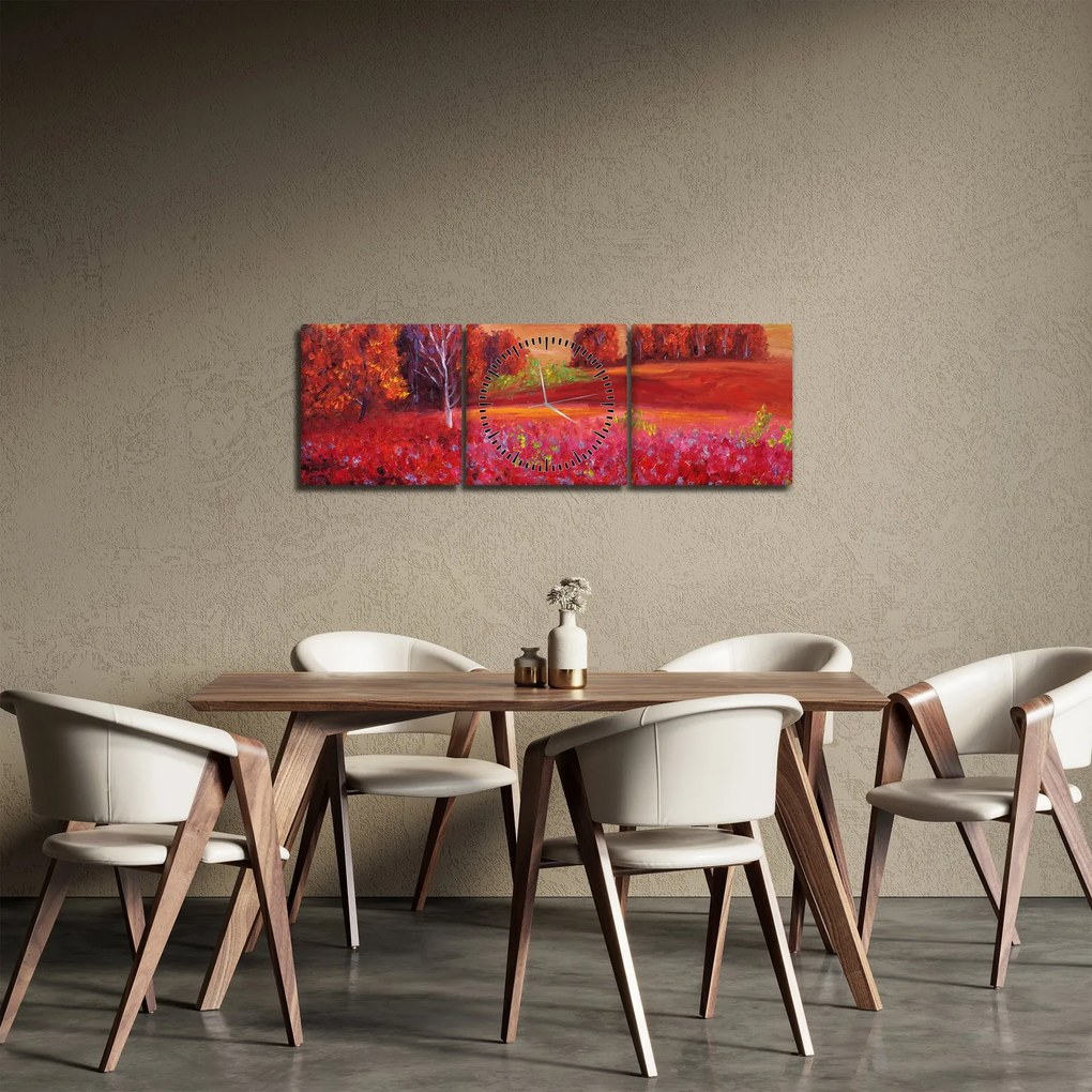 Egy vörös táj képe (órával) (90x30 cm)