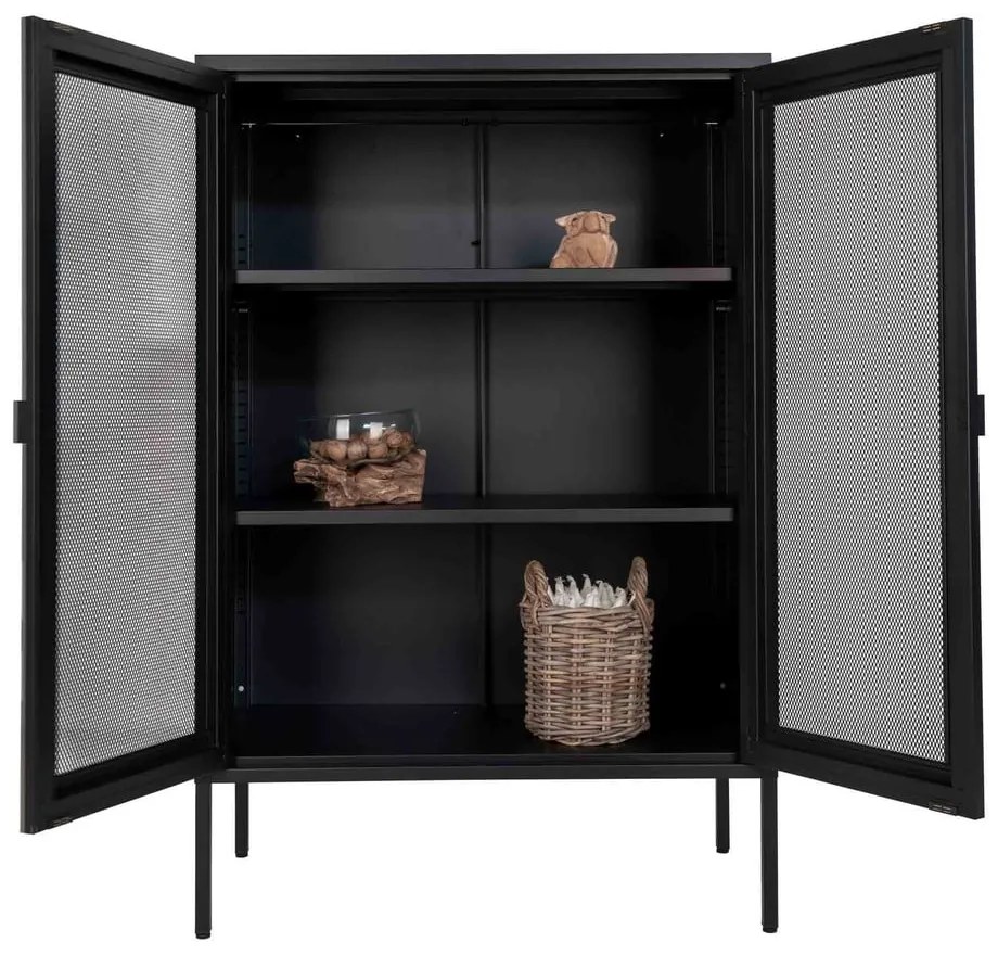 Fekete fém tálalószekrény 80x120 cm Melbourne – House Nordic