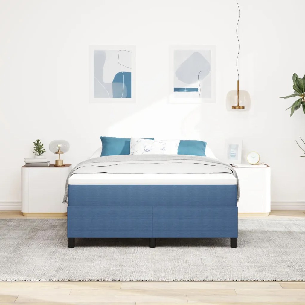Box Spring Ágy matraccal Kék 140x200 cm Kordszövet