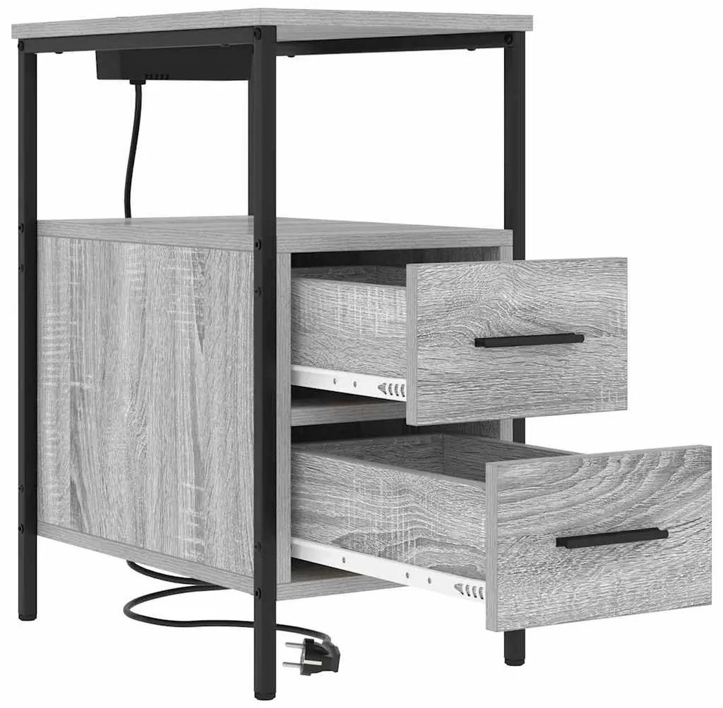 Éjjeli Szekrények 2 pcs Szürke sonoma 30 x 48 x 61 cm Faanyag