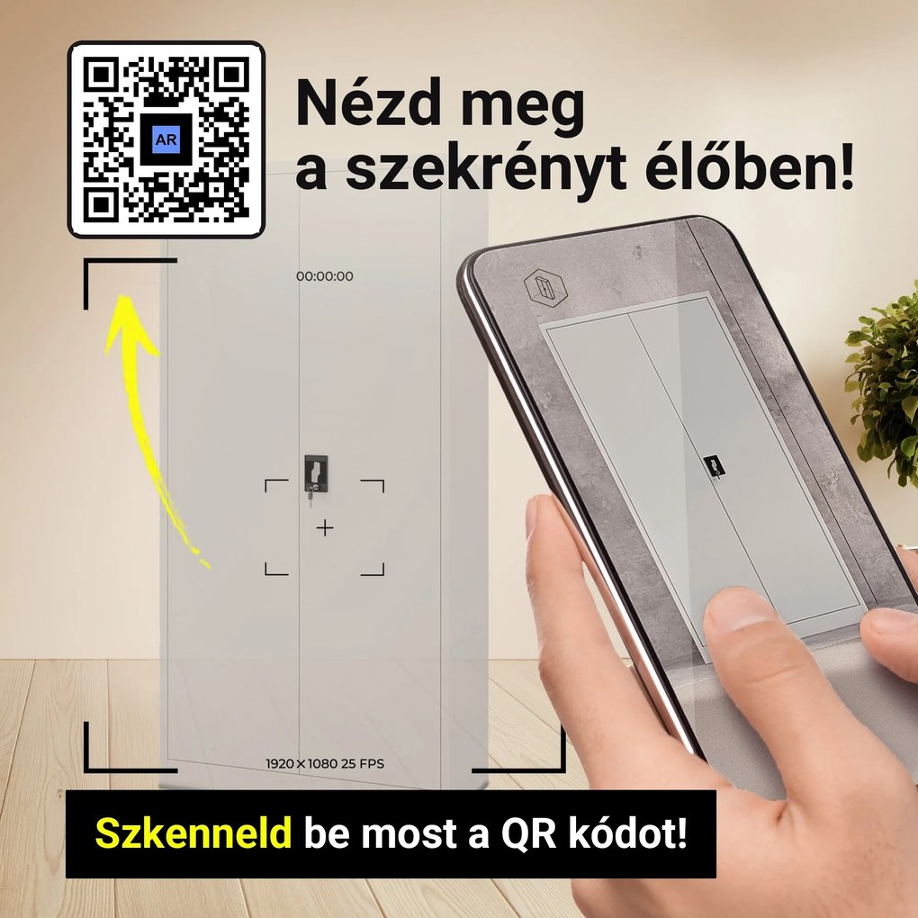 Fém iratszekrény JAN, 900 x 1850 x 400 mm, szürke