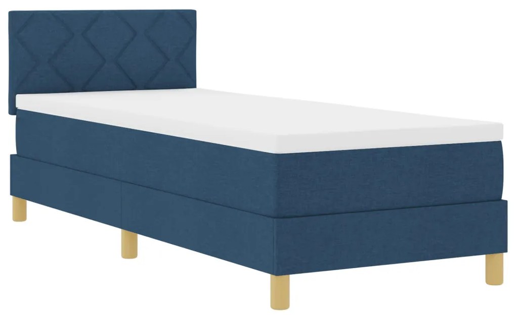 Box Spring Ágy matraccal és LED világítással Kék 80x200 cm Szövet