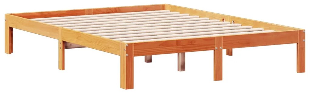 barna tömör fenyőfa könyvespolcos ágy matrac nélkül 135 x 190cm