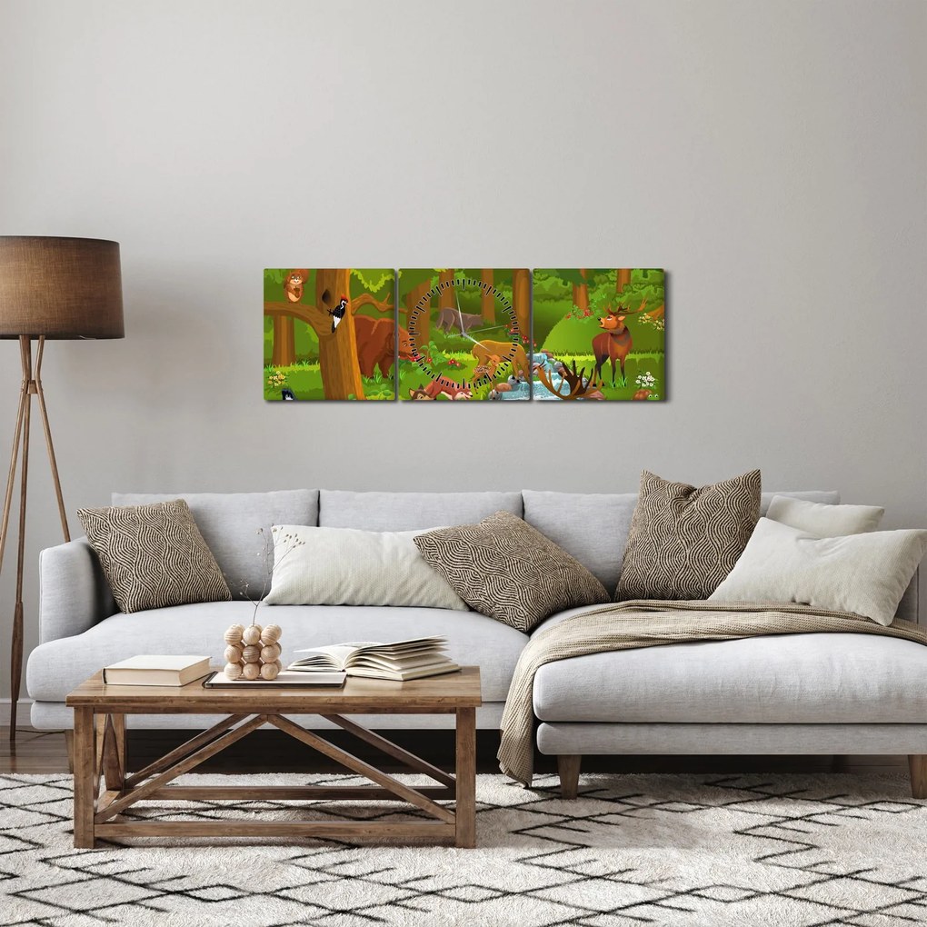 Gyermek kép állatokkal (órával) (90x30 cm)