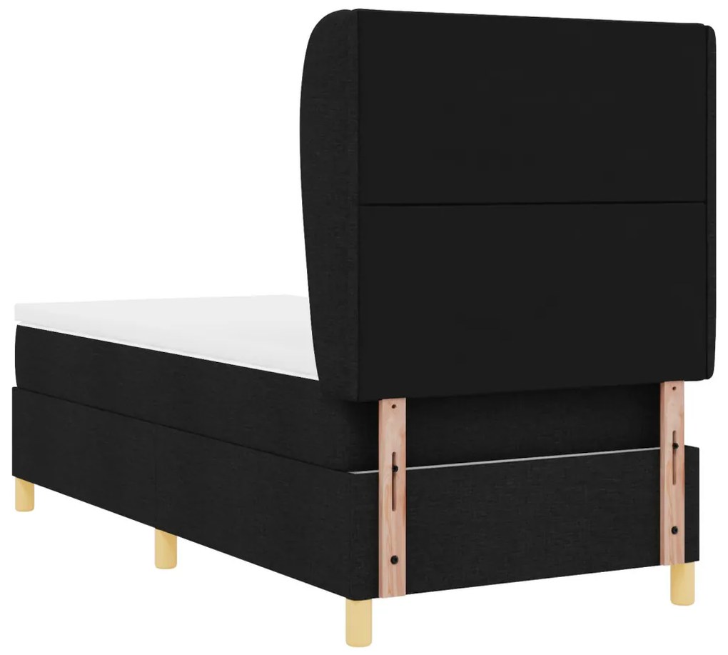 Boxspring Ágy Matrac Szfekete 90x200 cm Szövet