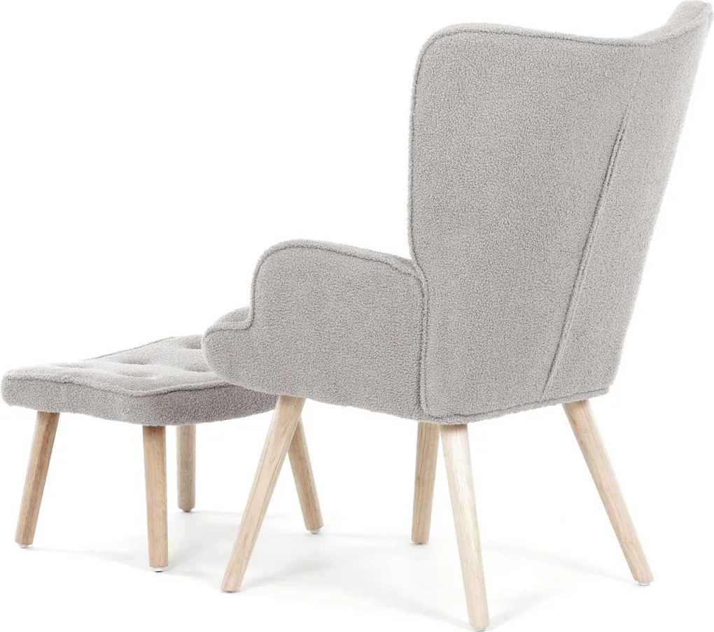 Szürke relaxfotel, boucle szövet kárpitozással, AK-319 GREY2