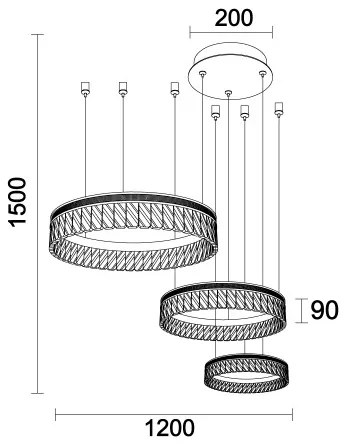 LED dimmelhető kábeles kristálycsillár THALIA LED/120W/230V 3000-6000K + távirányító