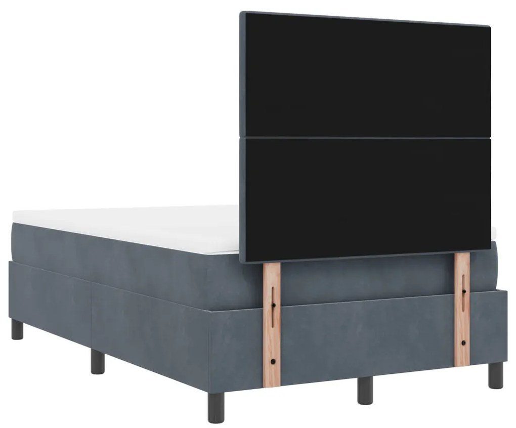 vidaXL Box Spring Ágy Matrac Sötétszürke 120x200 cm Bársony
