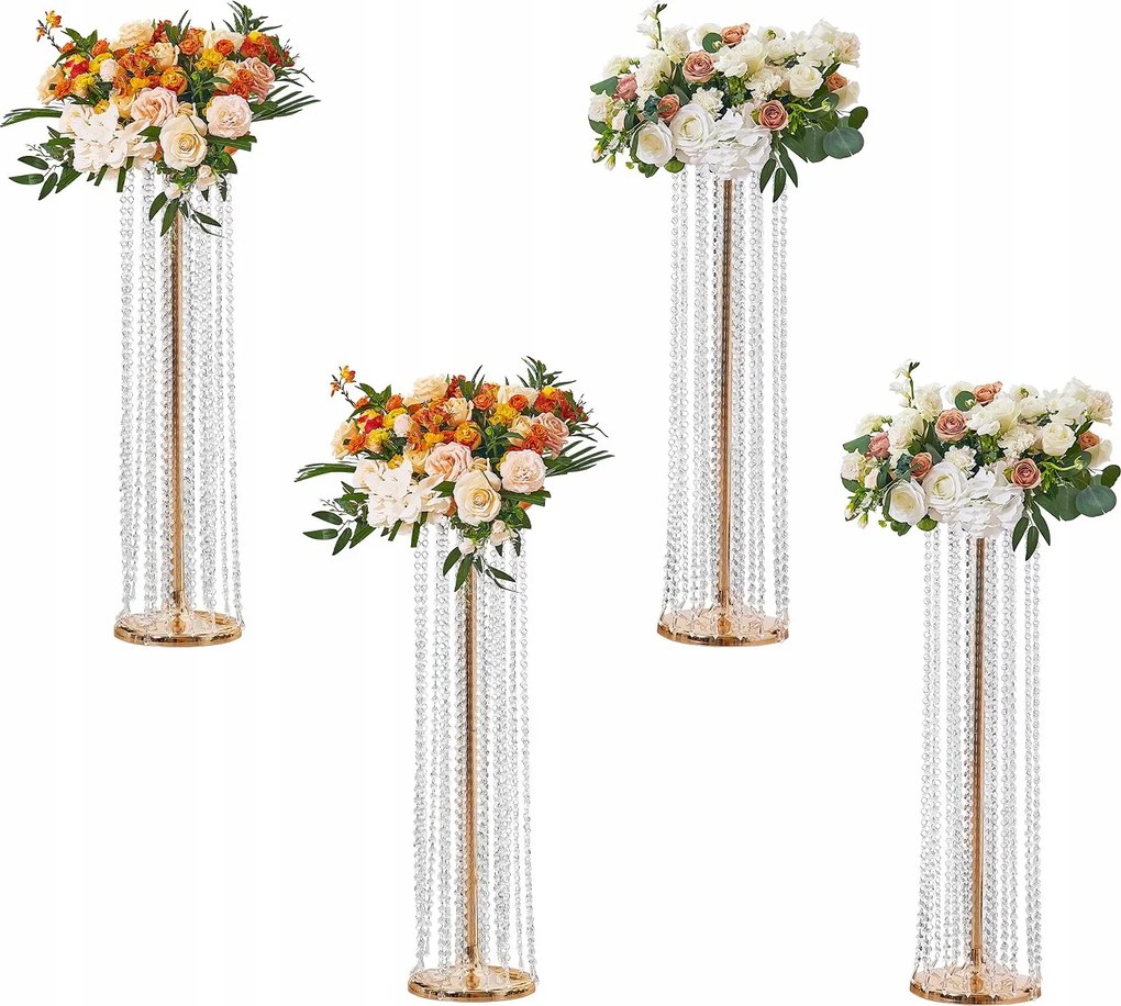 Esküvői terem állvány arany színű esküvői virágtartó 4 db-os