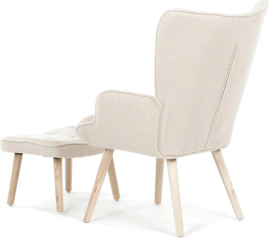 Krémszínű relaxfotel, boucle szövet kárpitozással, AK-319 CRM2