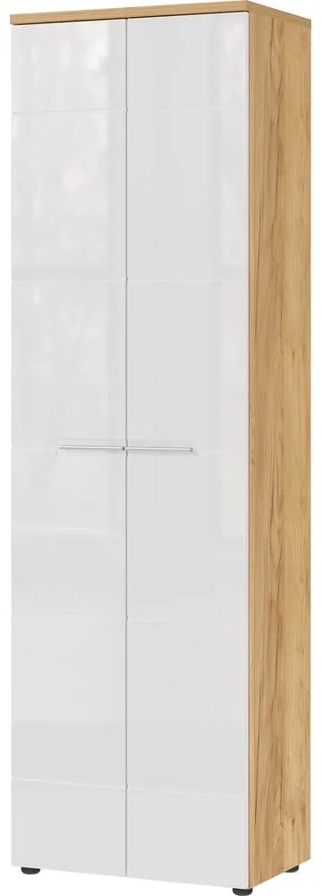 Fehér-natúr színű ruhásszekrény tölgyfa dekorral 60x198 cm Aledo – Germania
