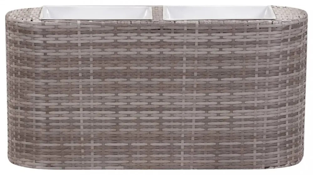 Szürke polyrattan virágtartó 80 x 25 x 40 cm