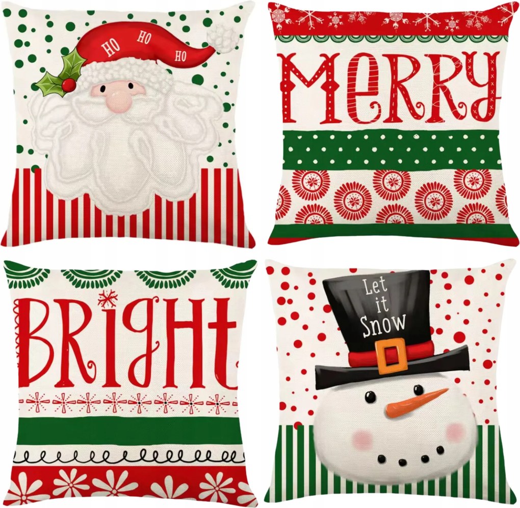 4x Karácsonyi Párnahuzat Szett Karácsonyi Párnahuzat 45X45
