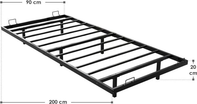 LED világítású egyszemélyes fém ágy 90x200 cm