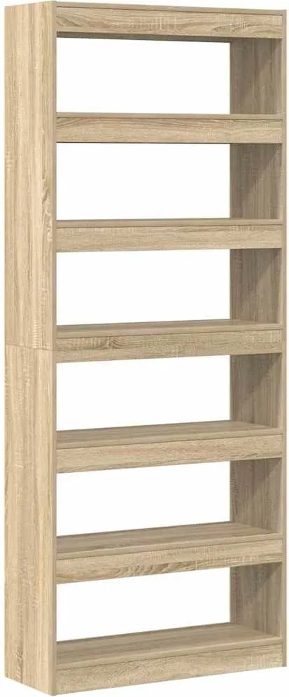 vidaXL Könyvespolc polcokkal Sonoma tölgy 80 x 30 x 198 cm Faanyag