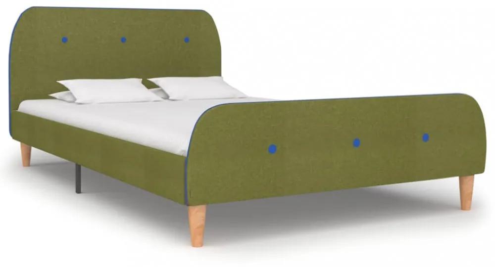 zöld szövetkárpitozású ágykeret 120 x 200 cm
