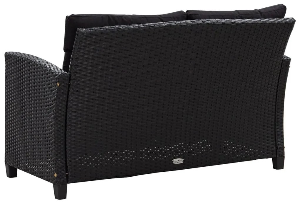 6 részes fekete polyrattan kerti ülőgarnitúra párnákkal