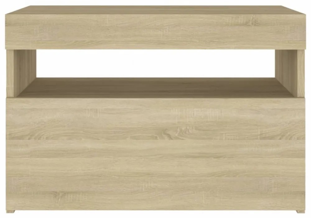 2 db sonoma tölgyszínű éjjeliszekrény LED-lámpákkal 60x35x40 cm