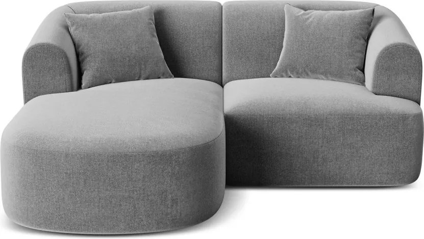 Világosszürke bársony sarokkanapé (bal oldali-heverő résszel) Campi – Cosmopolitan Design