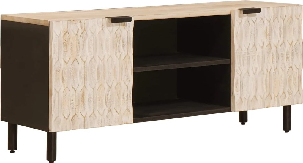 vidaXL TV szekrény polcokkal Fehér mosott felület 105 x 33 x 46 cm