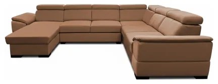 Ággyá alakítható ülőgarnitúra GRANADA, univerzális U-alakú sarokkal és tárolóhellyel, barna