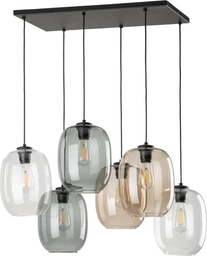 TK LIGHTING 5974 ELIO Többágú Függesztett Lámpa Barna, Fekete, Grafit, Átlátszó E27 IP20