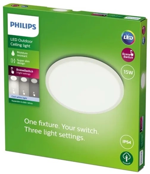 Philips - LED Dimmelhető kültéri lámpa SUPERSLIM LED/15W/230V IP54 fehér